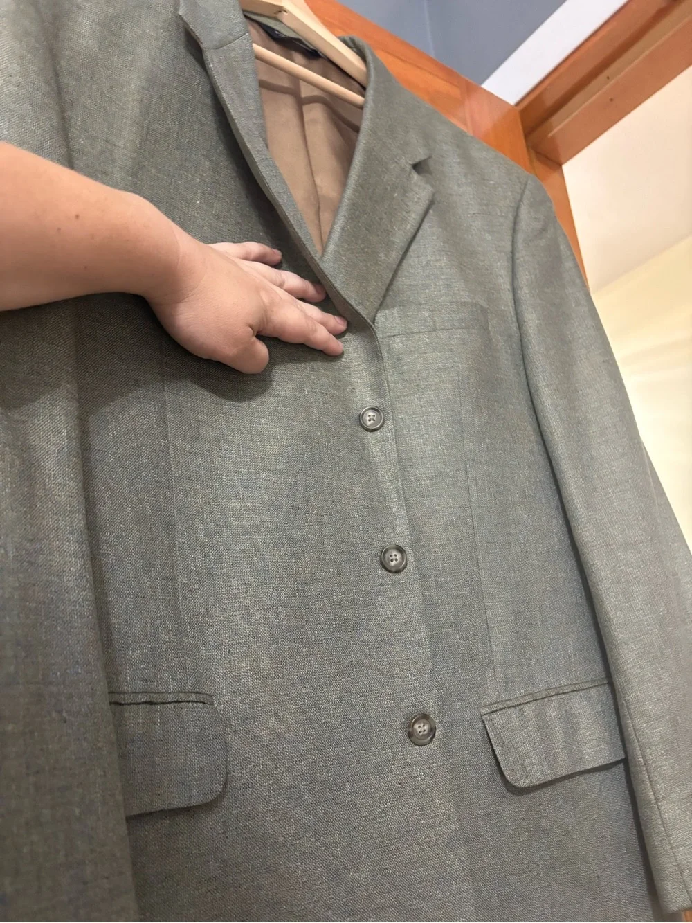 Jos A Bank 100% Silk Tweed Green Blazer Sport Coat, 48L